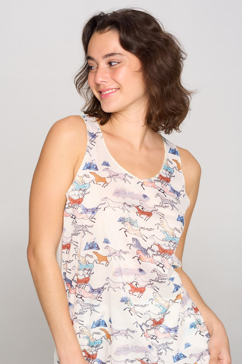 Wild Horses All Over Print Relaxed Fit Tank Top