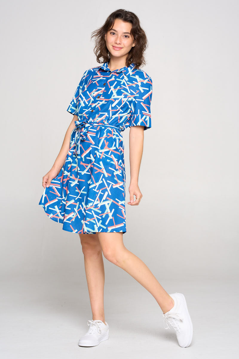 Confetti All Over Print Button Front Dress