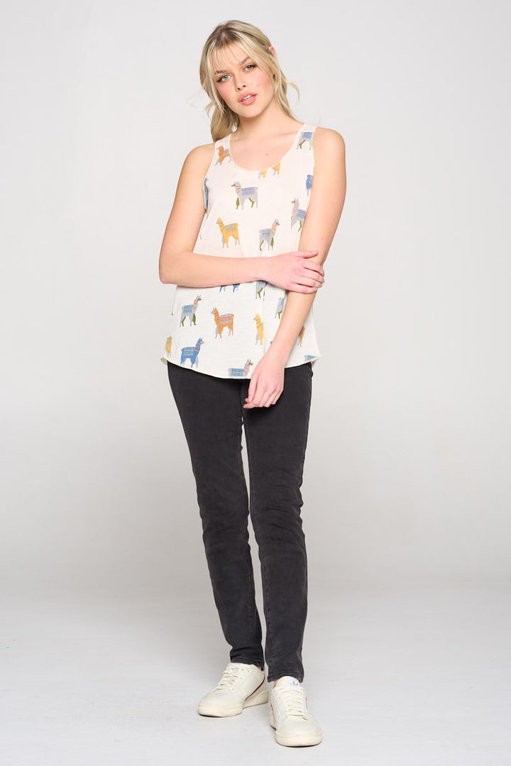 Llama All Over Print Relaxed Fit Tank Top