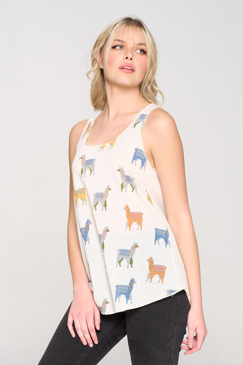 Llama All Over Print Relaxed Fit Tank Top