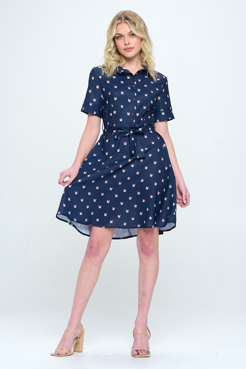 Mini Cat All Over Print Dress