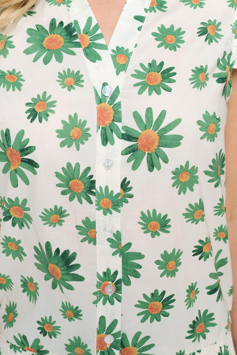 Sunflower All Over Print Button Front Blouse