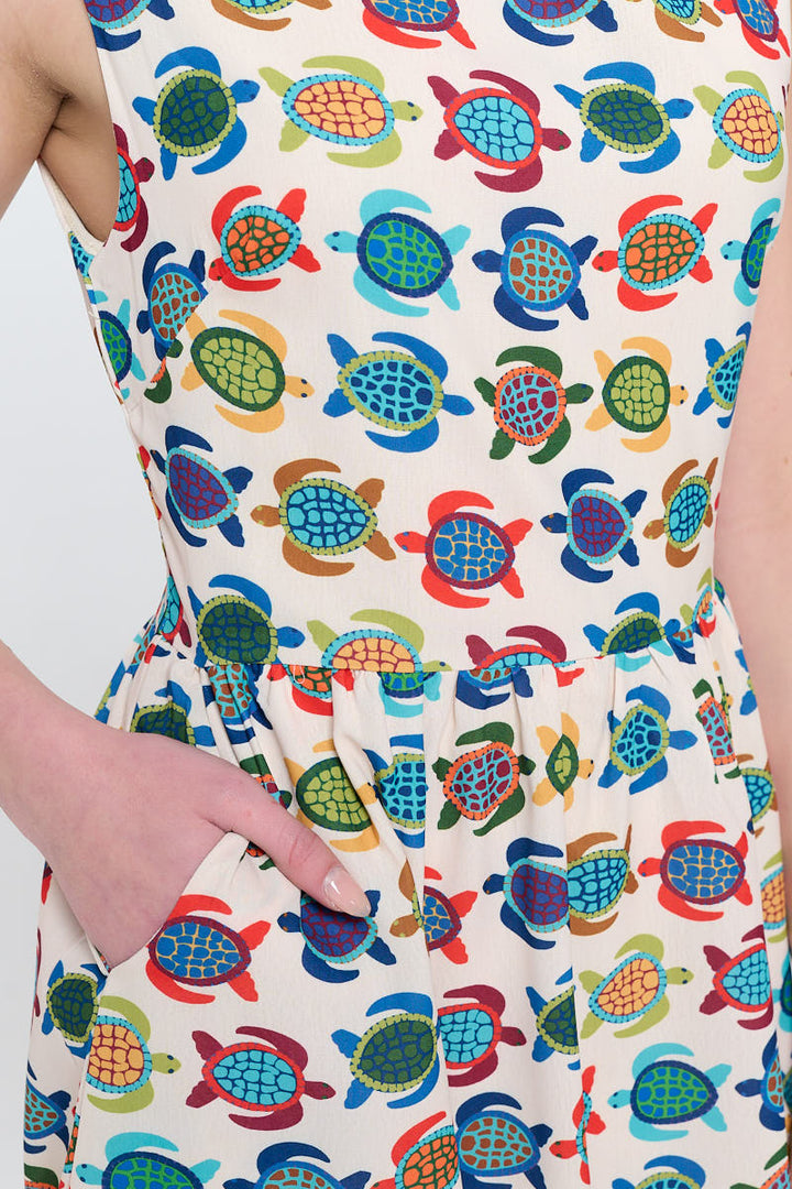 Turtle Print Crew Neck Dress