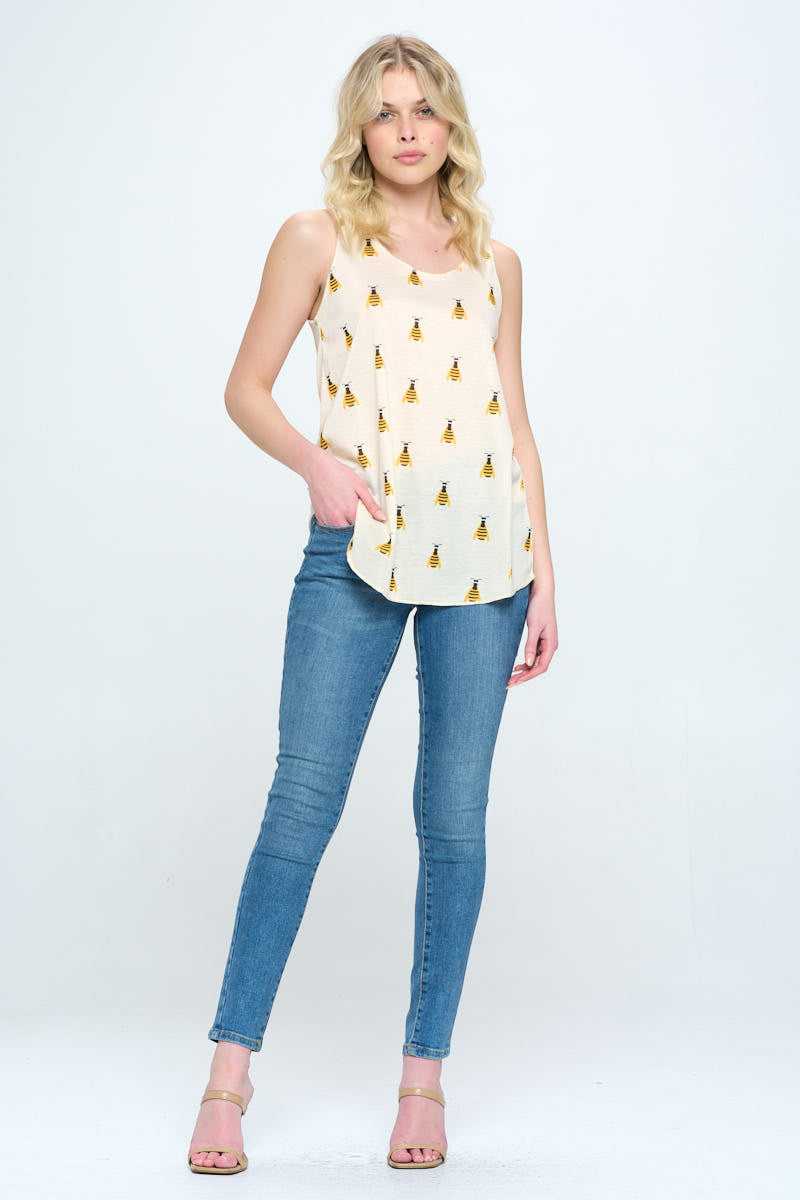 Bee All Over Print Relaxed Fit Tank Top