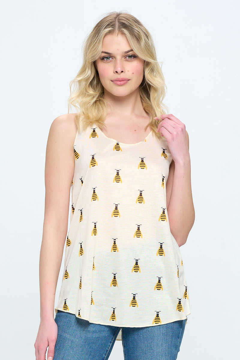 Bee All Over Print Relaxed Fit Tank Top