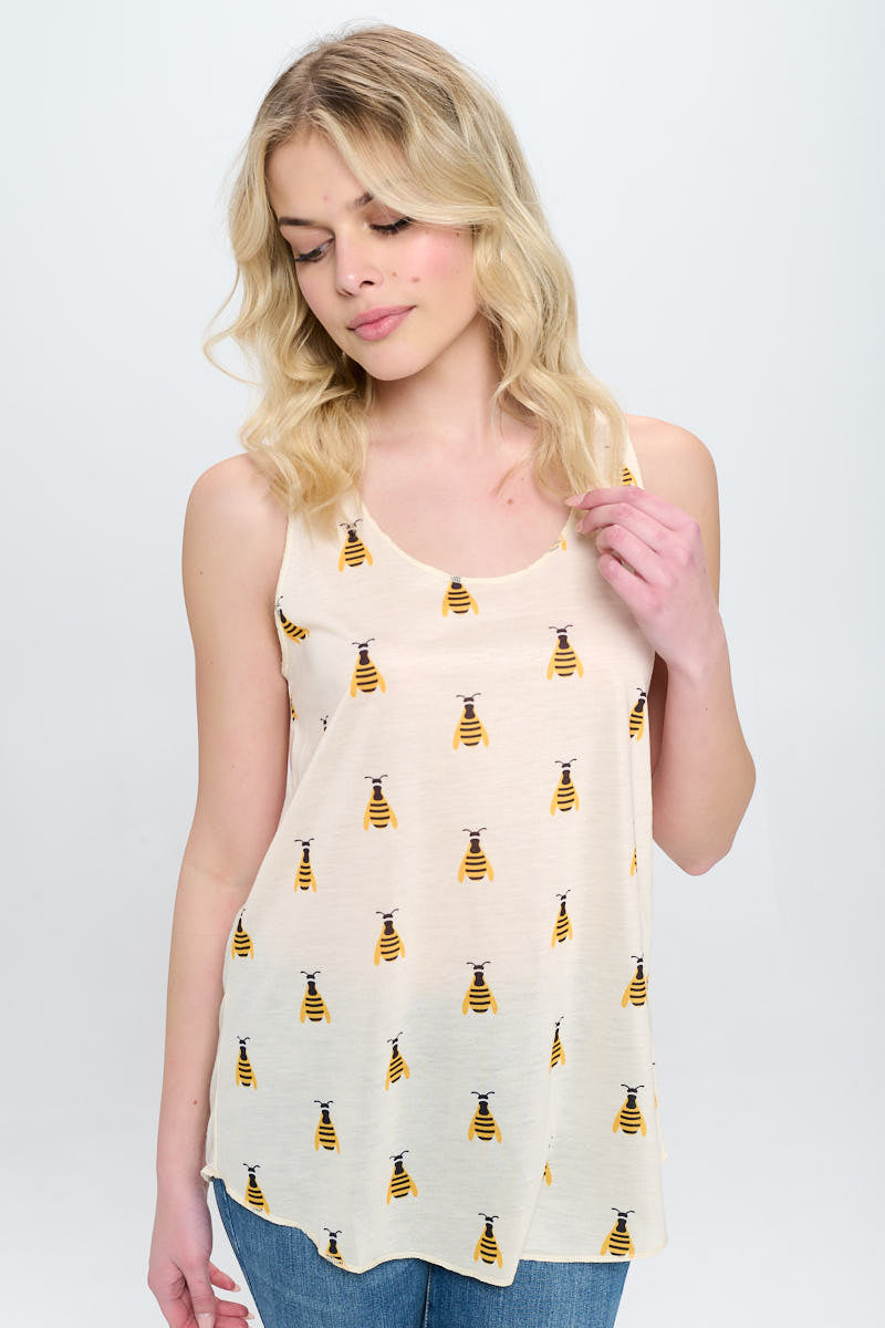 Bee All Over Print Relaxed Fit Tank Top