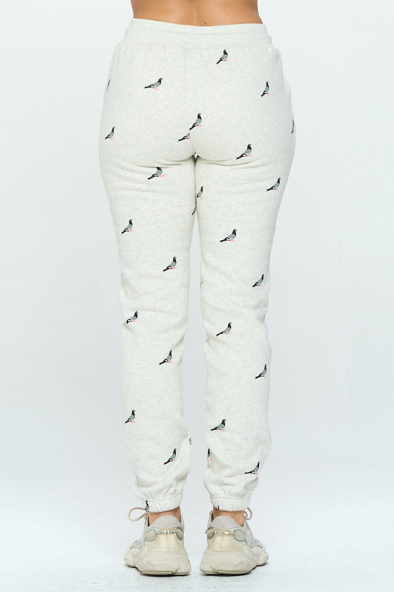 Pigeon All Over Print Tapered Sweatpants