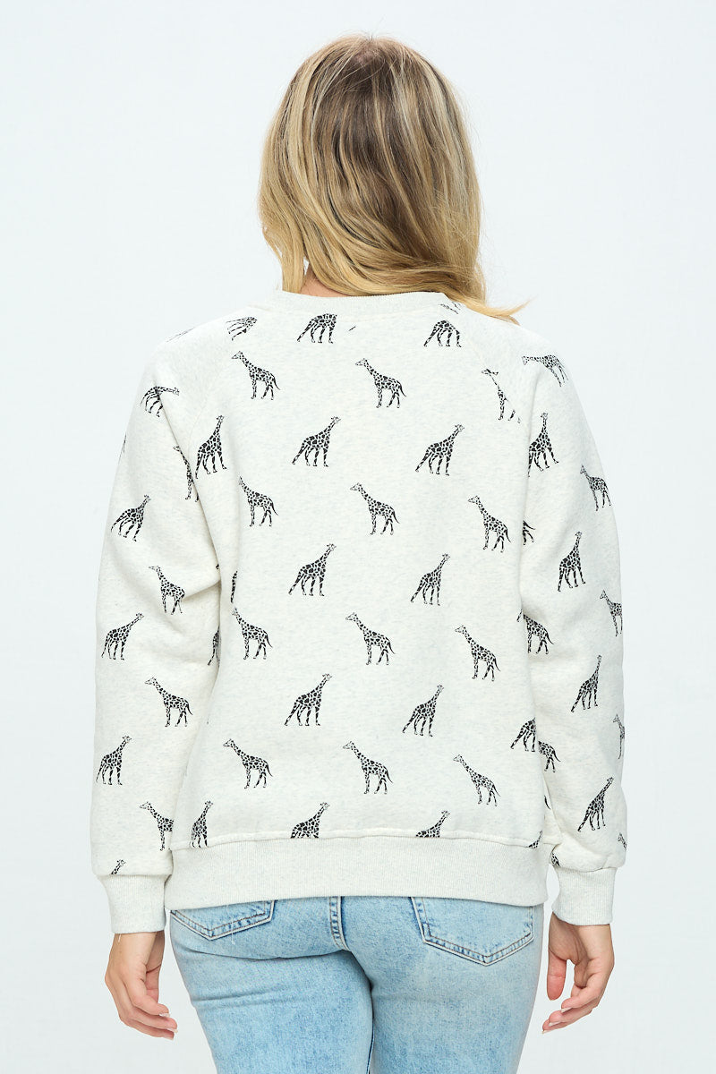 Giraffe All Over Print Crew Neck Sweatshirt