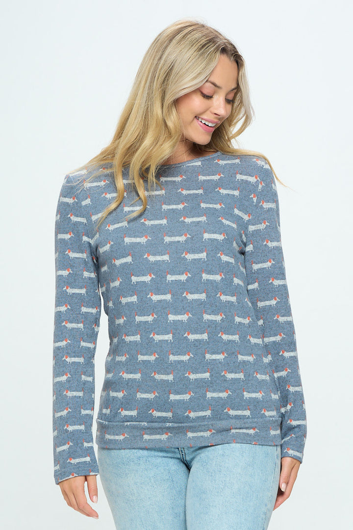 Dachshund Dog Print Pull Over Sweatshirt