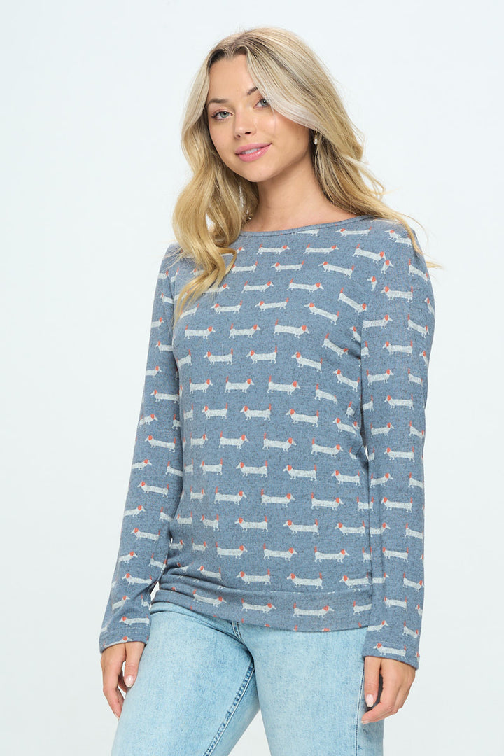 Dachshund Dog Print Pull Over Sweatshirt