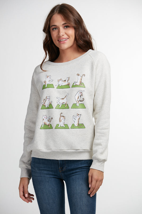 Yoga Cat Print Sweatshirt