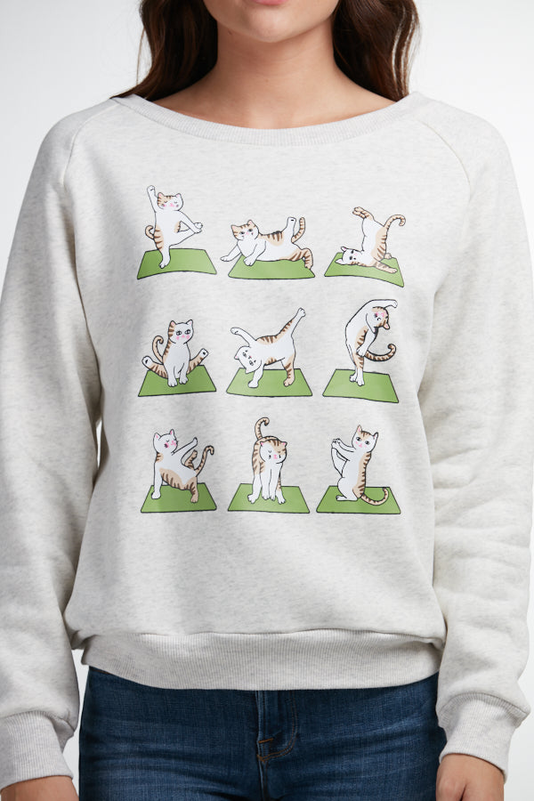 Yoga Cat Print Sweatshirt